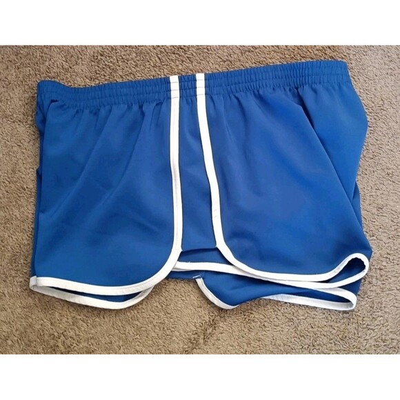 Skims Womens Track Shorts Size 3X Blue White Trim Stretch Waist Running Workout - Picture 4 of 5